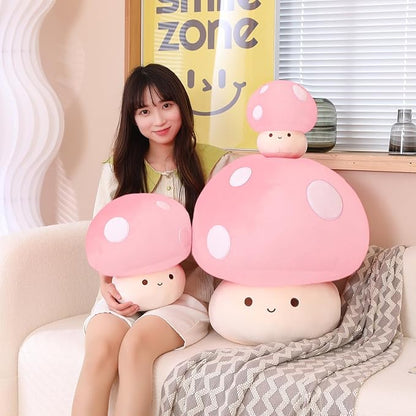 Kawaii Plush Mushroom Toy Pillow, Cute Plushies Mushroom Doll Gift for Kids（Pink 30cm/11.8in