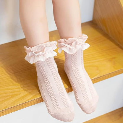 QandSweet Baby Girls' Eyelet Flower Socks Ankle Sock for Newborn
