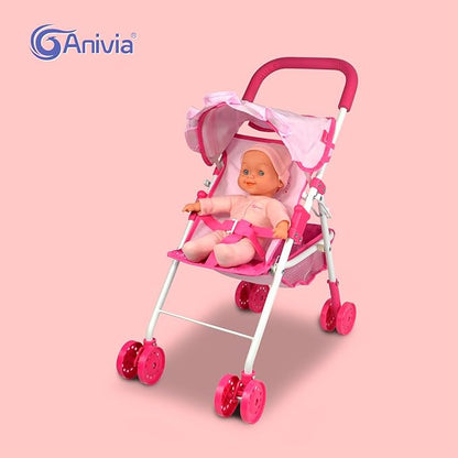 ANNIVIA Baby Doll Stroller Baby Doll Pram Baby Doll Carriage (DA004L Pink)…