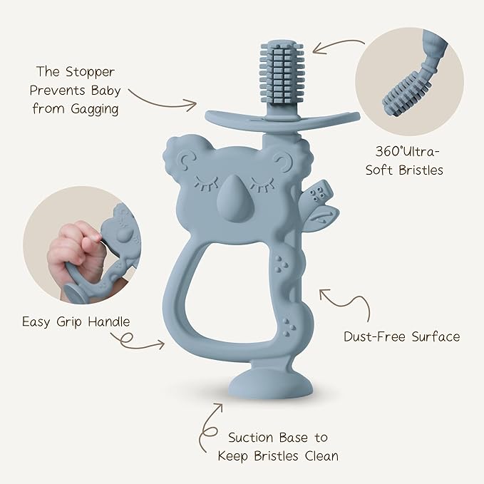 Moonkie Teething Toy, Safe & Easy to Hold BPA Free Silicone Teethers 360Â° Baby 6-12 Months