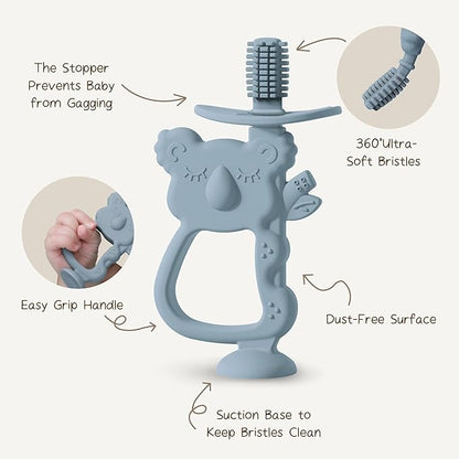 Moonkie Teething Toy, Safe & Easy to Hold BPA Free Silicone Teethers 360Â° Baby 6-12 Months