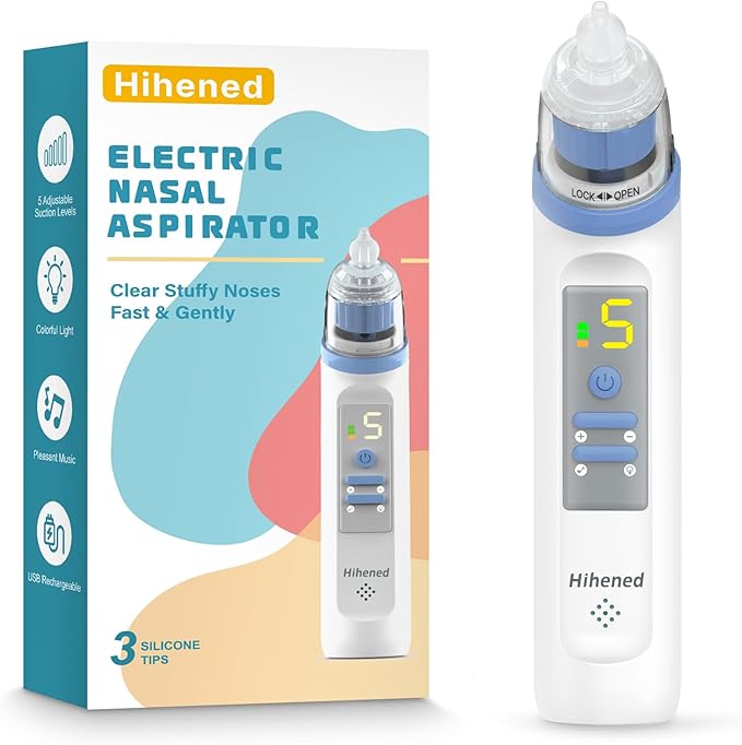 Electric Nasal Aspirator for Baby, Nose Aspirator for Toddlers 3 Silicone 5 Suction