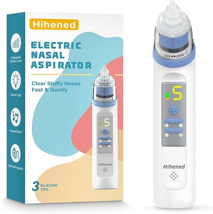 Electric Nasal Aspirator for Baby, Nose Aspirator for Toddlers 3 Silicone 5 Suction