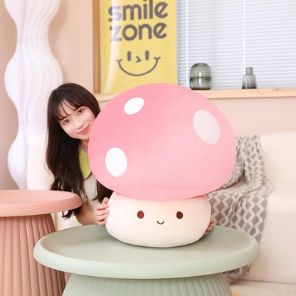 Kawaii Plush Mushroom Toy Pillow, Cute Plushies Mushroom Doll Gift for Kids(Pink 60cm/23.6in)