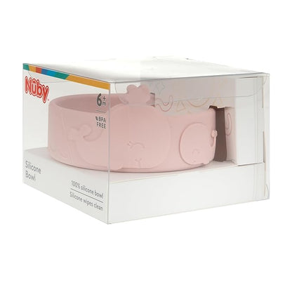 Nuby Animal Friend Silicone Round Bowl - Toddler Bowl - 6+ Months - Pink Whale Bowl