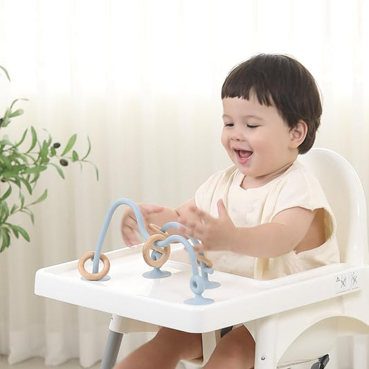 High Chair Toys with Suction Cups | Silicone & Wooden High Chair Suction Cup Toys for Babies 6-12 Months