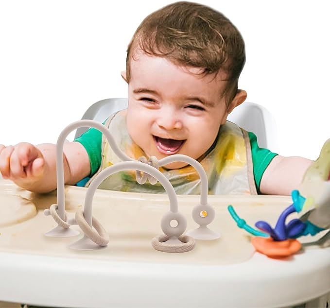 High Chair Toys with Suction Cups for Babies, Silicone Suction Toys for Infants Aged 6M+ 6-12 Months
