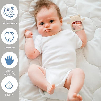 Baby Teether Toy, Anti-Drop Silicone Baby Mitten Teether for Soothing Teething Pain Relief Groundhog(1 Packs)