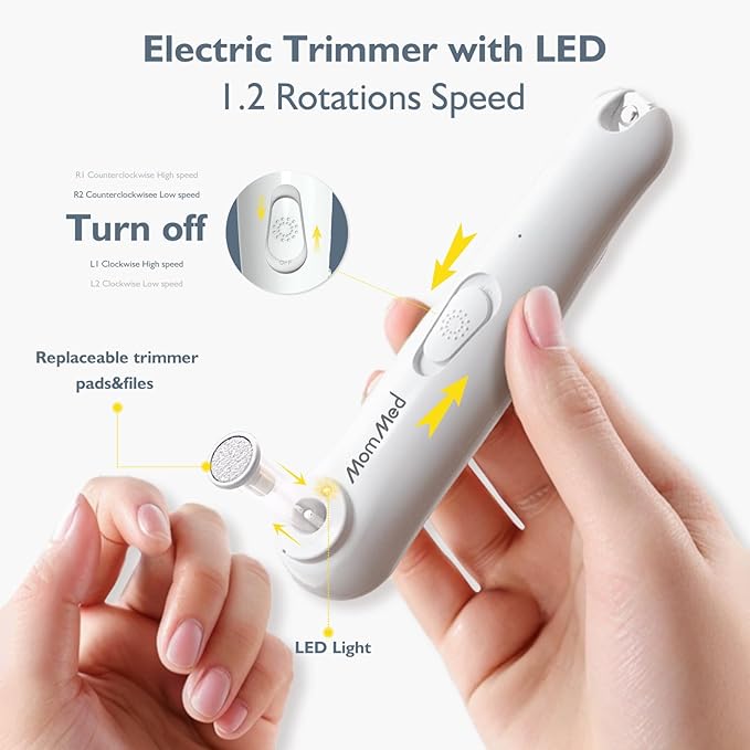MOMMED Baby Nail Trimmer Electric, Gentle Baby Nail Clippers Electric,10 Grinding