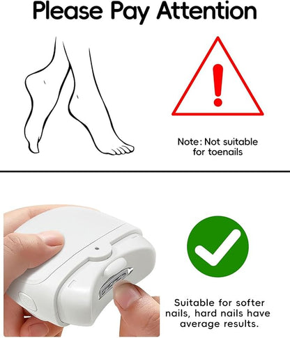 Electric Baby Nail Clipper, Automatic Nail Trimmer with Nail Clip Storage LED Light 2-Speed Rechargeable Safety Fingernail Cutter for Seniors, Adults, Children/Kids, Elders, Women/Men-White