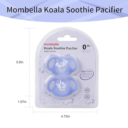 Mombella Koala Pacifiers 0 Months+, Silicone Baby Pacifier for Breastfed Babies 2 Pack