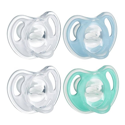 Tommee Tippee Ultra-Light Silicone Pacifier, Symmetrical One-Piece Design 0-6m, 4-Count