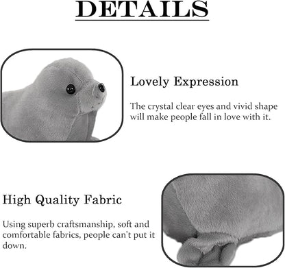 Seal Plush Stuffed Animal Grey Cute Toy Pillow Kawaii Doll 9 inch