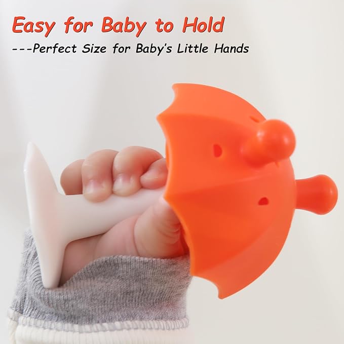Teething Toys for Babies 0-6 Months, Seposeve Umbrella Teether with Suction Base 6-12 Months 12-24 Months,
