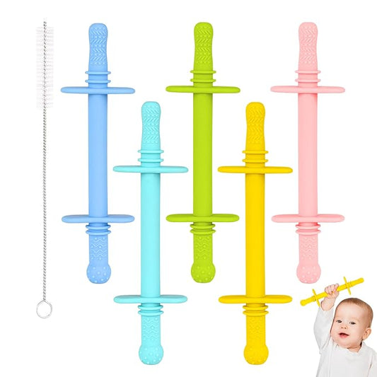 Fu Store Hollow Teether Tube with Safety Shield, 5 Pack 3-12 Months