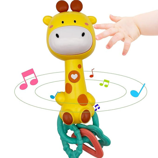 Musical Rabbit Light-Up Toy and Teething Ring for Toddlers Sensory 6 12 18 Month
