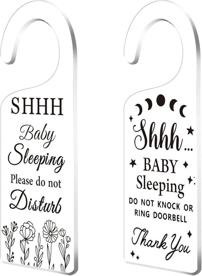 CHGCRAFT 2Pack Baby Sleeping Door Hands Hanger Sign Acrylic Notice