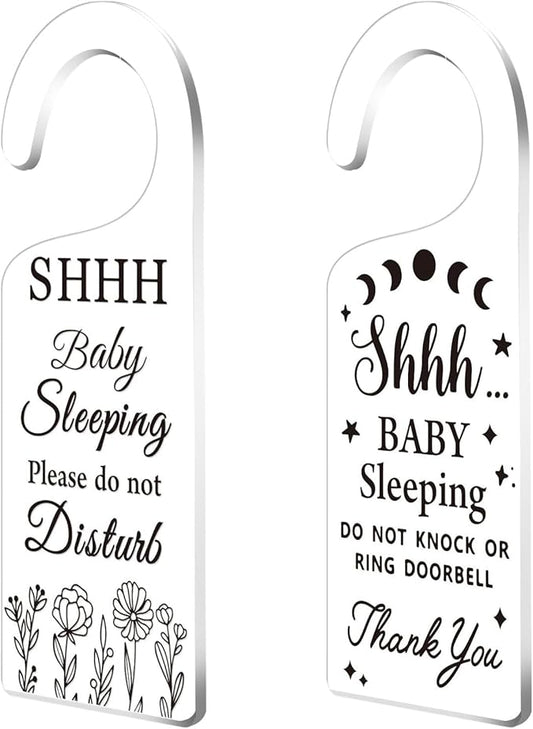 CHGCRAFT 2Pack Baby Sleeping Door Hands Hanger Sign Acrylic Notice