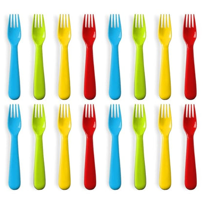 Plastic Toddler Forks - Set of 16 BPA Free/Dishwasher Safe Kids Utensils Brightly Colored Flatware Great for Kids