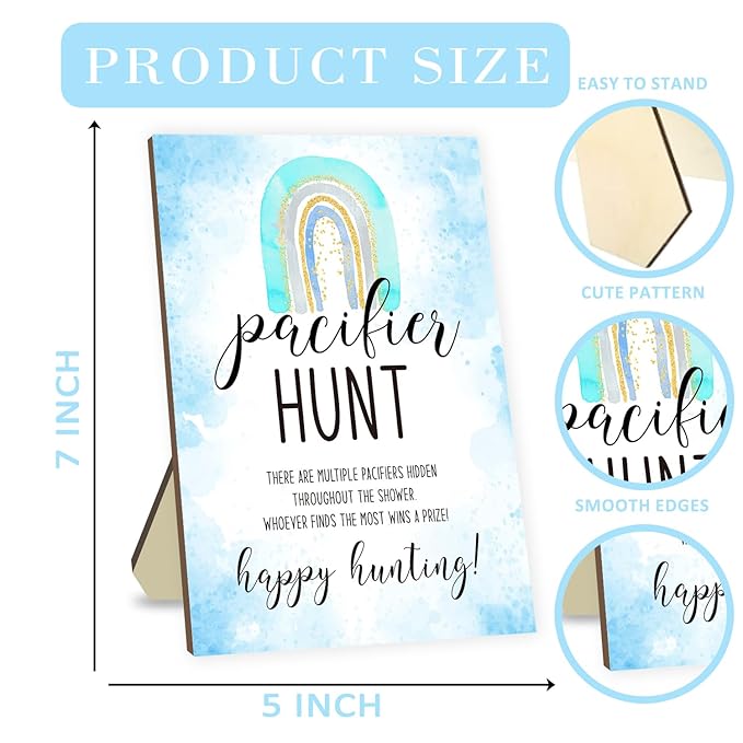 Pacifier Hunt Game for Baby Shower, Baby Shower Game Sets 50 Blue