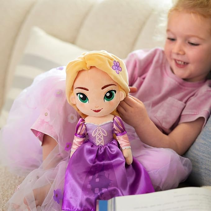 Disney Store Official Princess Plush Doll (Rapunzel from Tangled) Medium 14 Inches, Princess Dolls with Embroidered Features