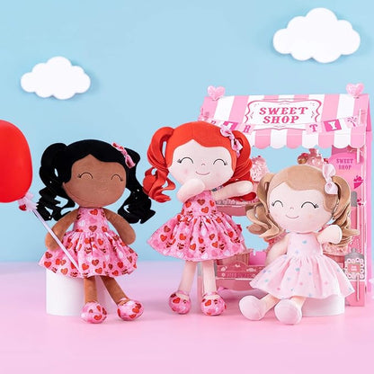 Gloveleya Soft Dolls Plush Figure Key Chain Curly Hair Red 12inches