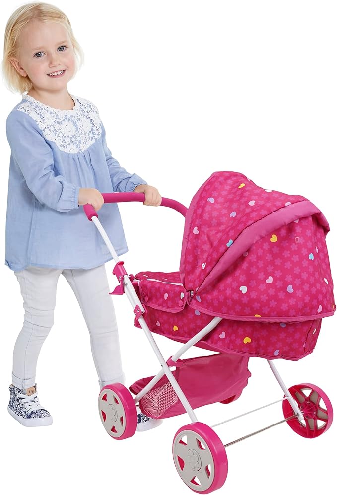 509 Crew Garden Pram N Doll Set - 14" Baby Doll & Folding Pram Set, Kids Pretend Play 3+