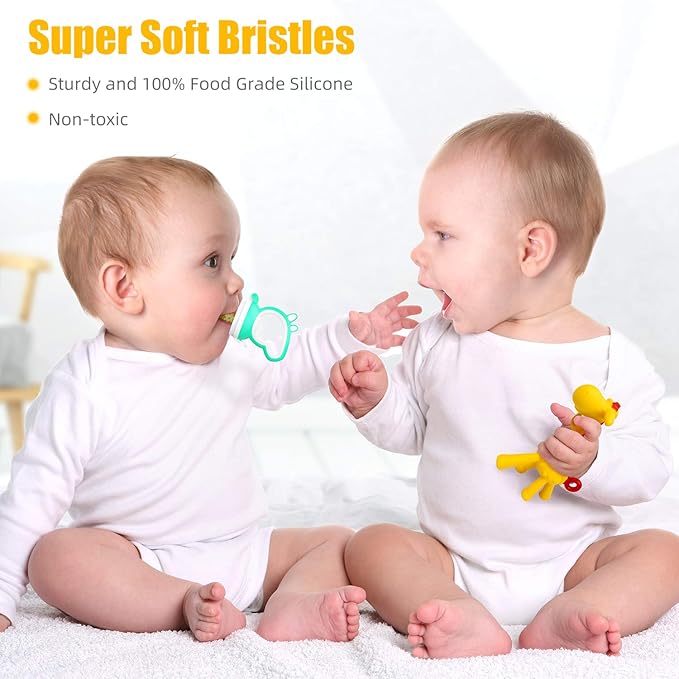 SHARE&CARE Baby Teething Toys for Girls and Natural Organic Fruit 1 Teethers 1 Feeder 3 Silicone
