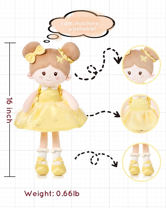 Soft Baby Doll Toys (16''), My First Baby Rag Doll for 1 Year-Old Girl Birthday Gift