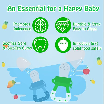 Baby Fruit Feeder/Food Feeder Pacifier for Babies (2 Pack) - HAOBAOBEI Mesh Teethers for Babies, Infant Teething Toy in Appetite Stimulating Colors 3 Sizes