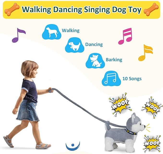 Husky Walking and Barking Puppy Dog Toy with Control Leash,Realistic