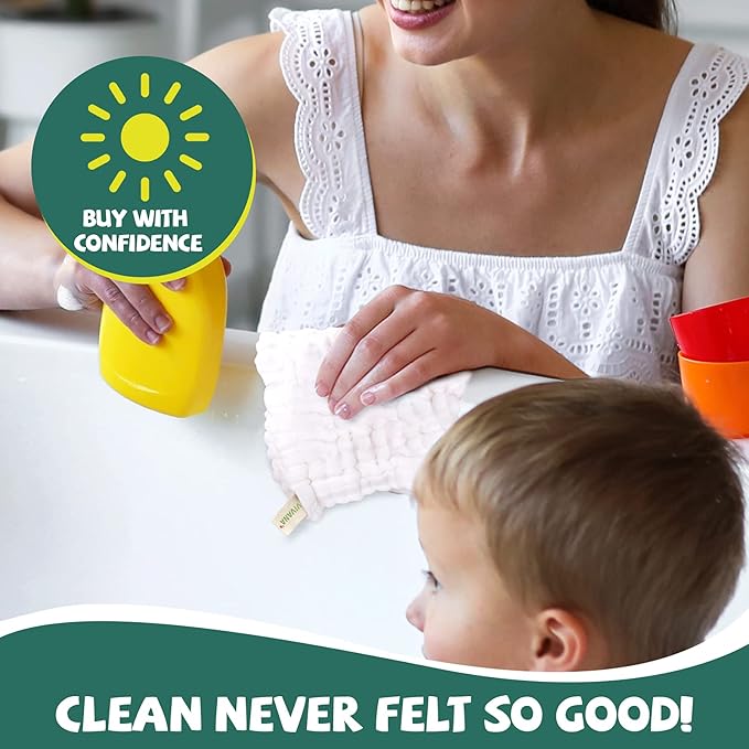 Baby Washcloths -6 Layer Soft Absorbent Face Towel - Natural Newborn Wipes for Delicate Skin
