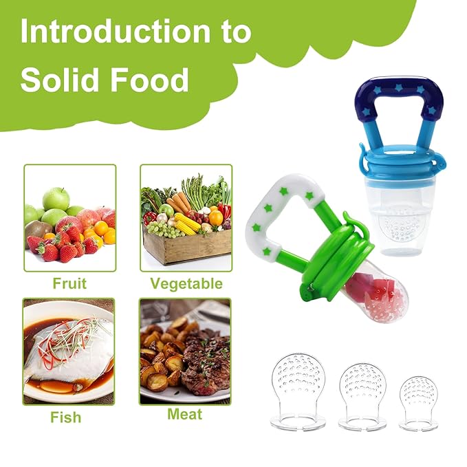 Food Feeder for Baby, Fruit Feeder Pacifier (3 Pcs) 6 Different 1 PCS 90ML with 1 PC 1 PC