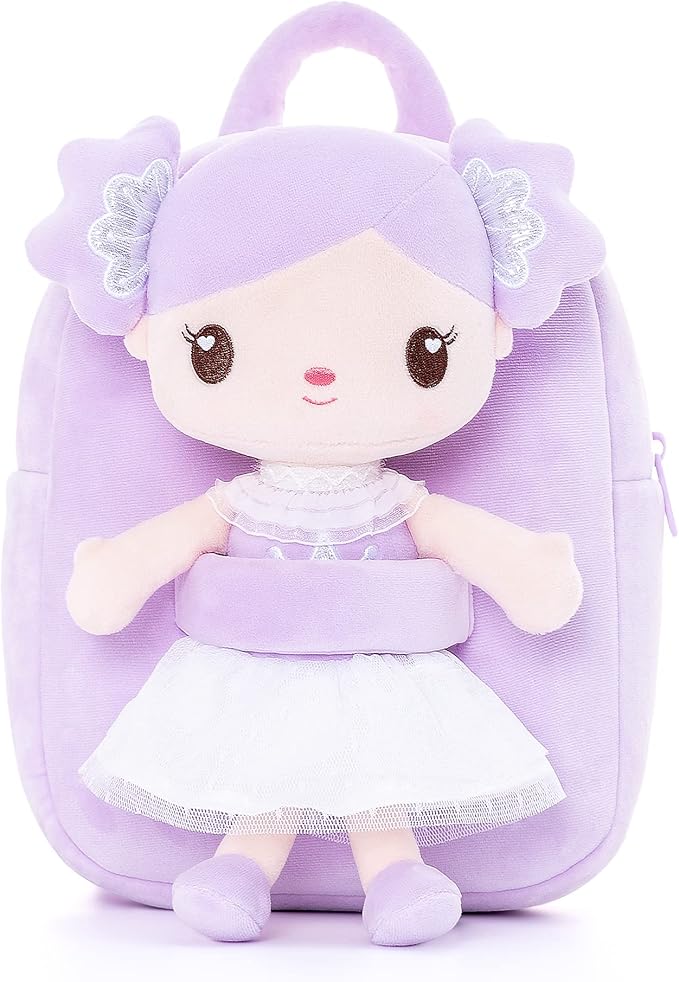 Gloveleya Toddler Backpack Kids Backpack with Candy Purple Doll 9"