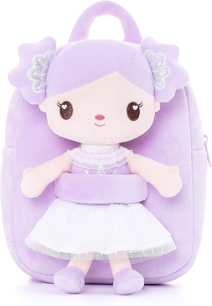 Gloveleya Toddler Backpack Kids Backpack with Candy Purple Doll 9"