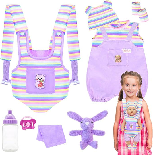 K.T. Fancy Baby Doll Carrier for 16-18 Inch Doll, Reborn Baby Doll Carrier with Doll Accessories for Doll Toys