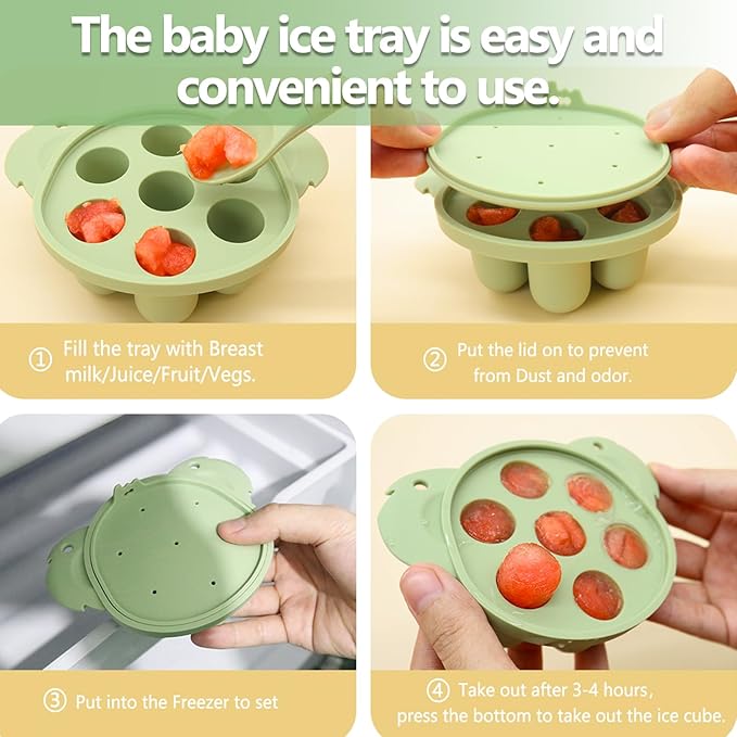 Baby Fruit/Fresh Food Feeder with Breastmilk Popsicle Molds & Baby Teether Combo Food Grade Silicon for 6M+ Breastmilk Pops, Frozen Fruit