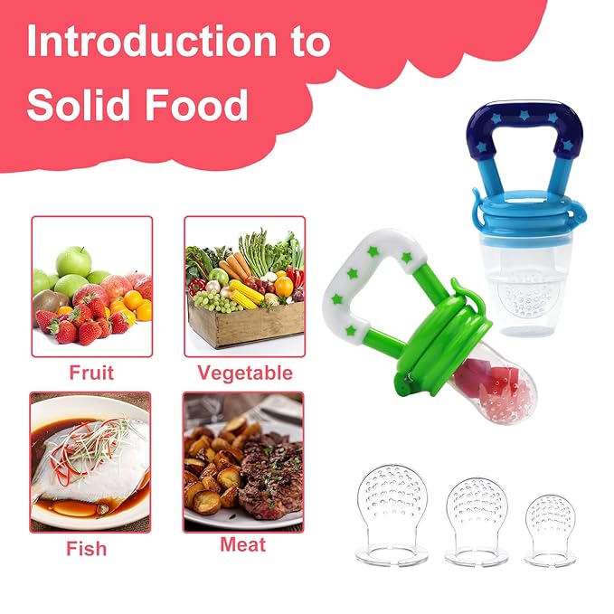 Food Feeder Baby Fruit Feeder Pacifier (3 Pcs) with 6 2 PCS 90ML with 2 Baby