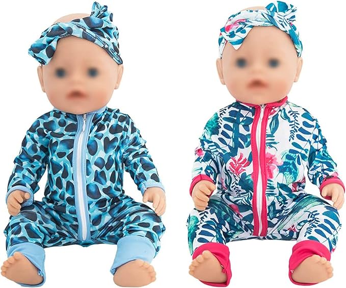 SOTOGO 5 Sets Doll Clothes Outfits Jumpsuits with 5 Headbands 14 to 17 Inch 15 Inch 18 Inch