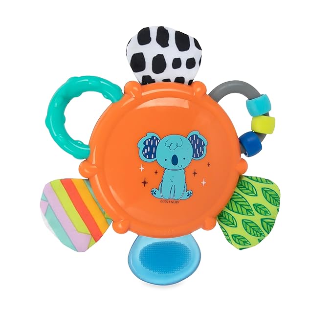 Nuby Look-at-Me Mirror Teether Toy, Teal/Orange Koala