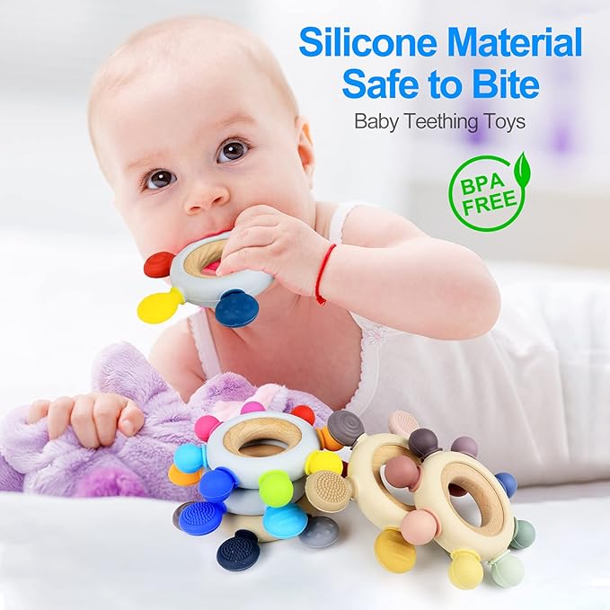 Baby Teething Toys Silicone Teethers BPA Free Silicone Rudder