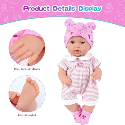 12 Inch Baby Doll Playset with Reborn Baby Dolls Clothes