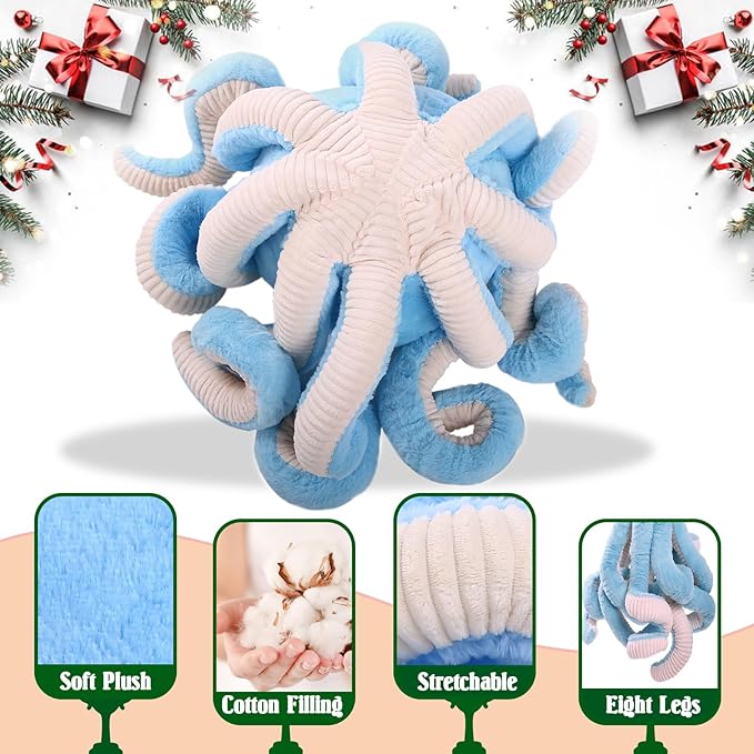DENTRUN Octopus Stuffed Animals, Giant Octopus Plush Doll Play Toys for Kids Girls Boys Adults Birthday Xmas Halloween Present Stuffed Sea Animals Plushie 7/16/24/32 Inches, 5 Colors