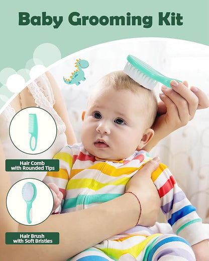 Lilian&Gema Baby Grooming Kit Newborn Boy, 15 in 1 Baby Safety Care Set, Portable Baby Healthcare Set with Baby Hair Brush and Comb, Baby Nail Kit, Nasal Aspirator, Perfect Gifts for Boys