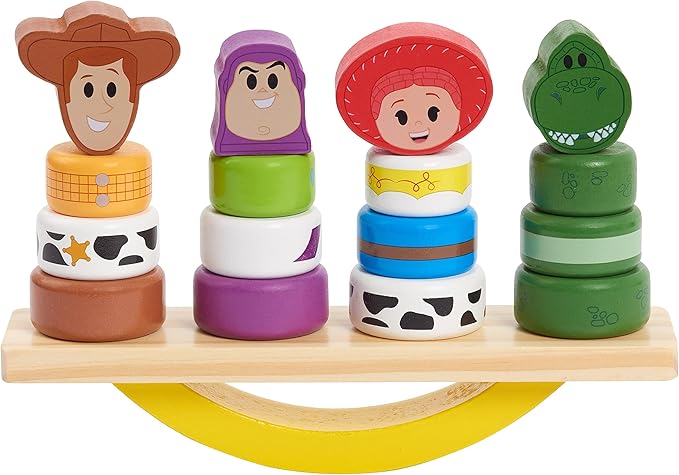 Disney Wooden Toys Toy Story Balance Blocks, 17-Piece Set Features Woody 18 Month