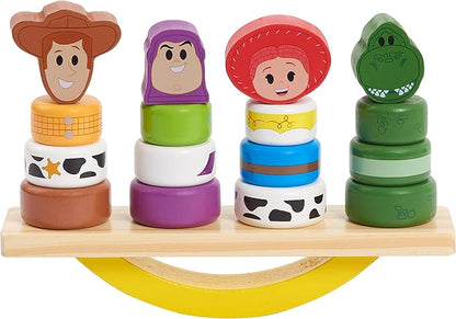 Disney Wooden Toys Toy Story Balance Blocks, 17-Piece Set Features Woody 18 Month