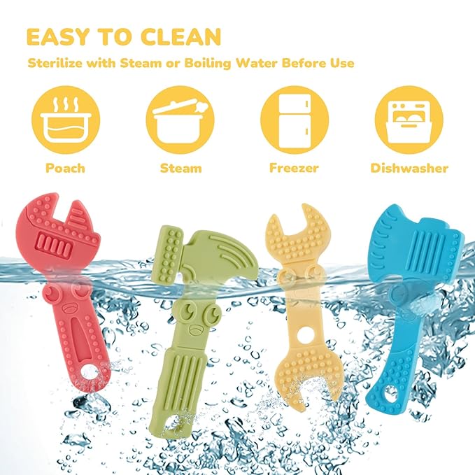 TYRY.HU Baby Teething Toys for Babies 0-6 Months 6-12 Months, BPA Free Silicone Baby Molar Teether Chew Toys 4 Packs