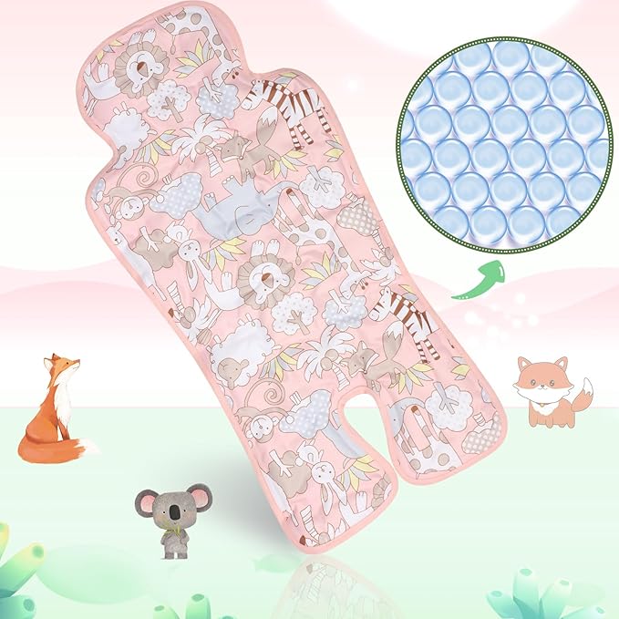 Pinkunn Gel Car Seat Baby Cooling Pad for Summer Breathable Stroller Cooler Pad Multifunctional Carseat Cooling Mat for Baby Child Dining Chair Safety Seat Stroller(Pink,Animal)
