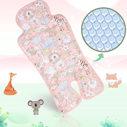 Pinkunn Gel Car Seat Baby Cooling Pad for Summer Breathable Stroller Cooler Pad Multifunctional Carseat Cooling Mat for Baby Child Dining Chair Safety Seat Stroller(Pink,Animal)