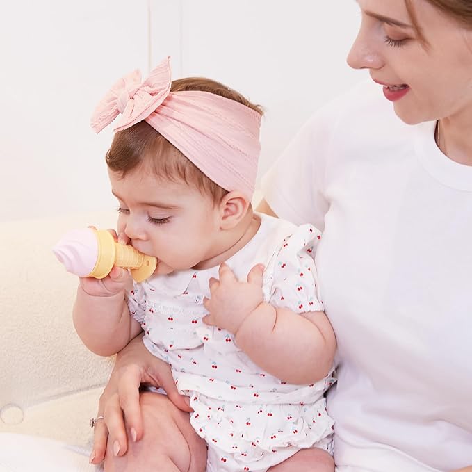 Smily Mia Freezer Teether for Babies 12-18Months,Freezable Ice Cream Toy for 6-12Months Babies 3-6Months for